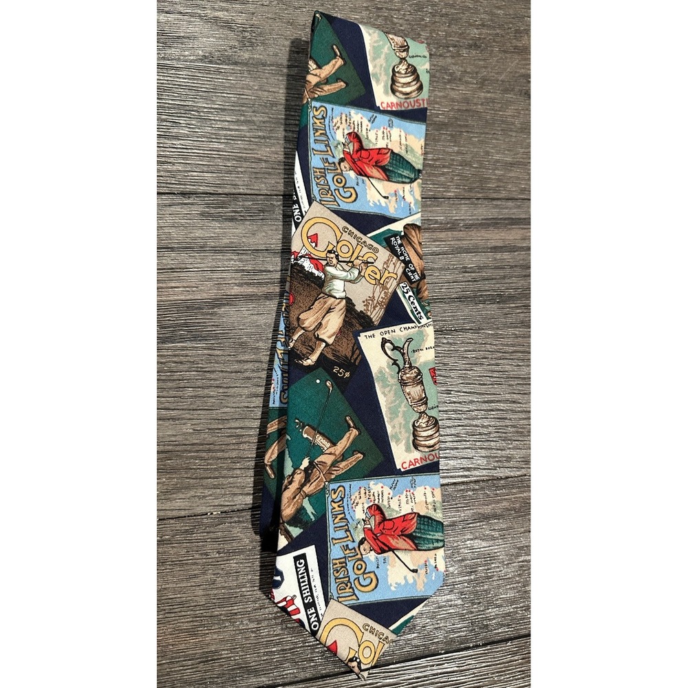 Beans McGee golf novelty print cotton tie, Made in USA